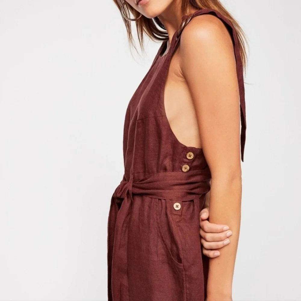 Free People Linen Jumpsuit Utility One Piece Overalls